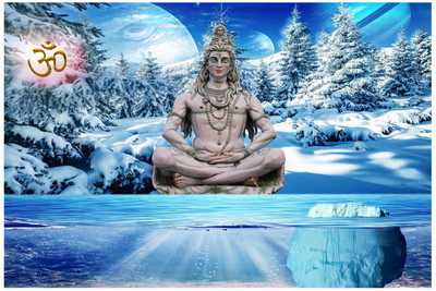 god & god's 45.72 cm Canvas Shiv Ji Digital HD Digital Print Self Adhesive Sticker(Pack of 1)
