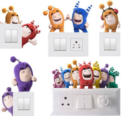 Decals Sticker 45 cm Oddbods Kids Switch Board Sticker Self Adhesive Sticker(Pack of 7)