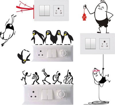 Decals Sticker 1225 cm Switch Board Sticker Funny Wall Switch Stickers Self Adhesive Sticker(Pack of 5)