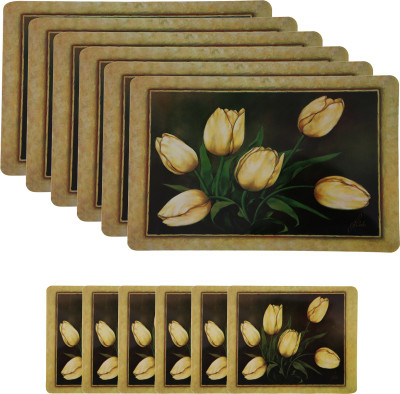 E-Retailer Rectangular Pack of 6 Table Placemat(Brown, PVC)