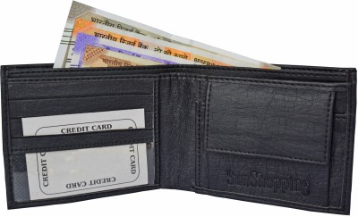 LOOPA Men Formal Black Artificial Leather Wallet(3 Card Slots)