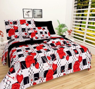 Shrya 140 TC Polycotton Double Geometric Flat Bedsheet(Pack of 2, White)