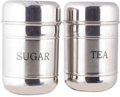 Dream Mart Steel Tea Coffee & Sugar Container  - 500 ml(Pack of 2, Silver)