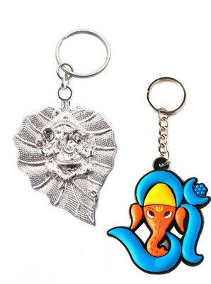 ShopTop Combo Leaf Lucky Ganesha Metal and rubber keychain Key Chain