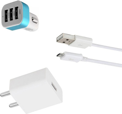 DAKRON Wall Charger Accessory Combo for Tecno Spark 4 Air(White)