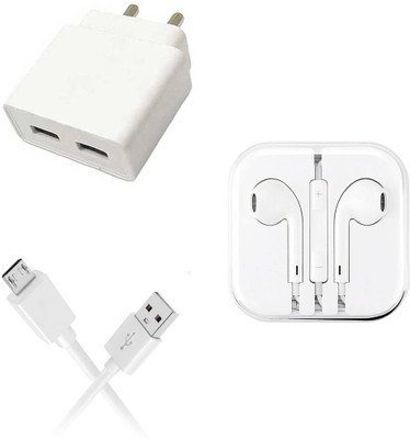 DAKRON Wall Charger Accessory Combo for Vivo U10(White)