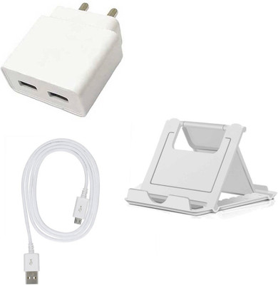 DAKRON Wall Charger Accessory Combo for Tecno Camon 12 Air(White)