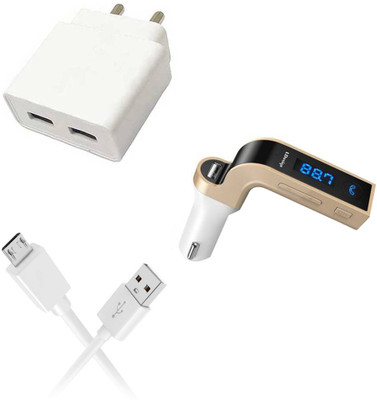 DAKRON Wall Charger Accessory Combo for Vivo U10(White)