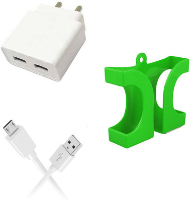 DAKRON Wall Charger Accessory Combo for Vivo U10(White)
