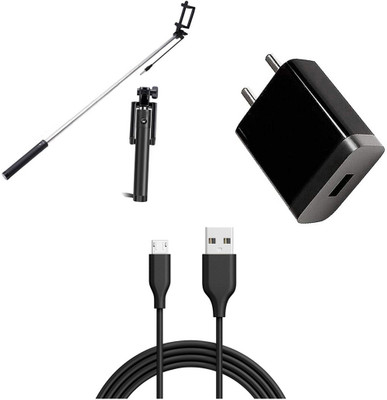 DAKRON Wall Charger Accessory Combo for Tecno Spark 4 Air(Black)