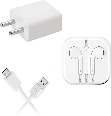 DAKRON Wall Charger Accessory Combo for Vivo U10(White)