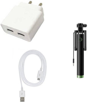 DAKRON Wall Charger Accessory Combo for Tecno Camon 12 Air(White)