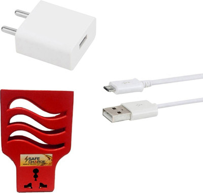 DAKRON Wall Charger Accessory Combo for Realme 3i(White)