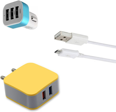 DAKRON Wall Charger Accessory Combo for Tecno Spark 4 Air(White)