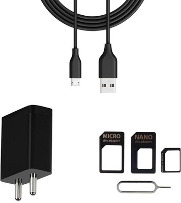 DAKRON Wall Charger Accessory Combo for Moto E6s(Black)