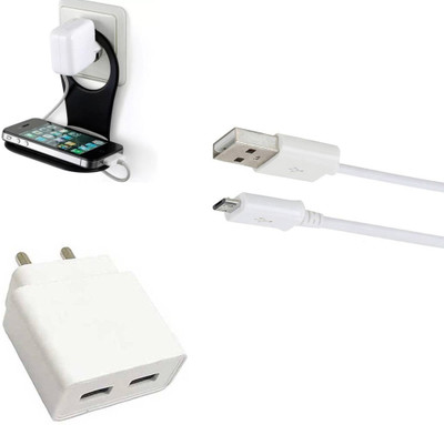 DAKRON Wall Charger Accessory Combo for Tecno Spark 4 Air(White)