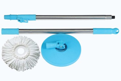 SMG SMG 360 Degree Mop Spin Cleaning Stainless Steel Rod Set with Refill Mop Head and Rod(Steel)