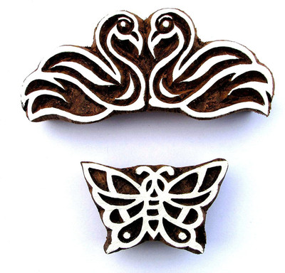 AN Handicrafts Rose Wood Pottery Crafts and Textile Printing Stamp Printing Blocks(Pack of 2)