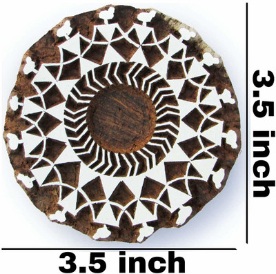 AN Handicrafts Wooden Textile Printing Stamp for Fabric (Size: 3.5 x 3.5 Inches) Printing Blocks(Pack of 1)