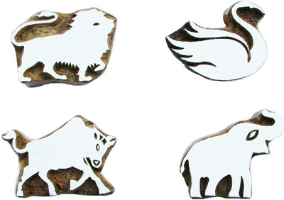 AN Handicrafts Wooden Printing Block (Size: 2 inches Set of 4 pcs) Wooden Block Printing | Handicraft Stamp | Stamp for Craft | Textile Printing Block USE: This Product Print on Fabric, Paper Printing Blocks(Pack of 4)