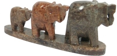 salvusappsolutions Handicraft Marble Elephant Showpiece for Success Home Decor Gifts Antique Items for Home Decoration Set of 3 Decorative Showpiece  -  5 cm(Marble, Multicolor)