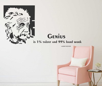Wallzone 100 cm Albert Einstein Removable Sticker(Pack of 1)
