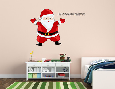 Wallzone 70 cm Happy Christmas Removable Sticker(Pack of 1)