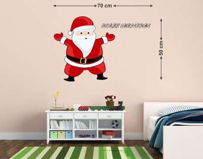 HAPPYSTICKY 70 cm Santa Claus|Happy Crismistmas|Wallstickers|Pvc Vinyl|Non-Reusable Sticker| Self Adhesive Sticker(Pack of 1)