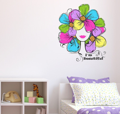 HAPPYSTICKY 50 cm I AM BEAUTIFULL Removable Sticker(Pack of 1)