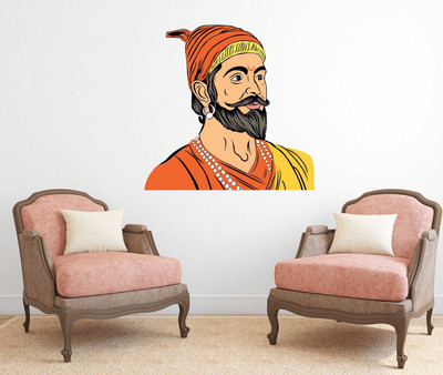 Wallzone 50 cm Chhatrapati Shivaji Removable Sticker(Pack of 1)