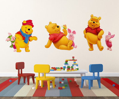WALLDECORS 60.96 cm WINNIE POOH SWITCH BOARD DECORATIVE IMAGES Self Adhesive Sticker(Pack of 1)