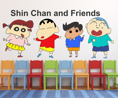 fuzzy 100 cm Shin Chan with Friends Self Adhesive Sticker(Pack of 1)