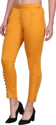 POPWINGS Regular Fit Women Yellow Trousers