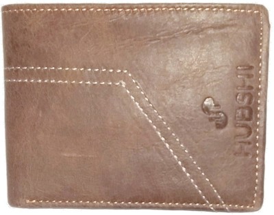 Hubshi Men Brown Genuine Leather Wallet(8 Card Slots)