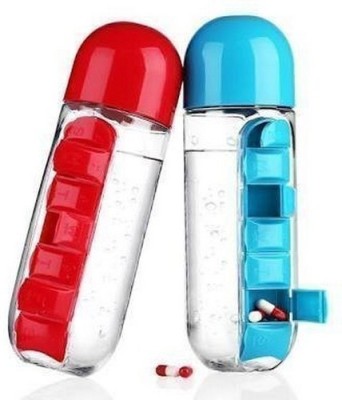 SEAHAVEN Pill Organation Bottle 7 day bottle 250 ml Bottle(Pack of 2, Multicolor, Plastic)