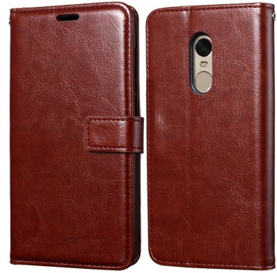 ELEF Wallet Case Cover for Vintage Leather Flip with Wallet and Stand for Xiaomi Redmi Note 4(Brown, Dual Protection, Pack of: 1)