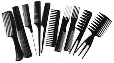 Sweetpea Salon Hair Styling Hairdressing Barber Combs Set (Black) -10 Pieces
