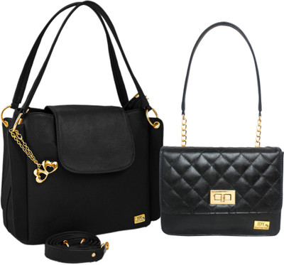 I Define You Women Black Hand-held Bag(Pack of: 2)