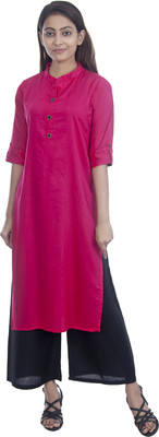 club fashion Women Solid Straight Kurta(Pink)
