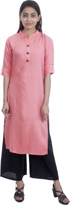 club fashion Women Solid Straight Kurta(Pink)