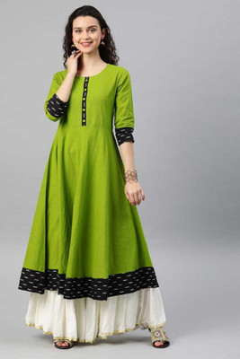 91% OFF on Femvy Women Solid Anarkali Kurta(Green, Black) 91% OFF on Femvy Women Solid Anarkali Kurta(Green, Black)
