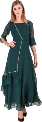 Miren Women Solid A-line Kurta(Dark Green)