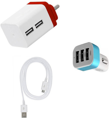 DAKRON Wall Charger Accessory Combo for Tecno Camon 12 Air(White)