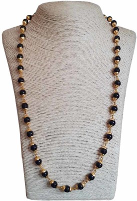 rich & famous Gold Plated Crystal Onyx Beads Mala Onyx Stone Necklace