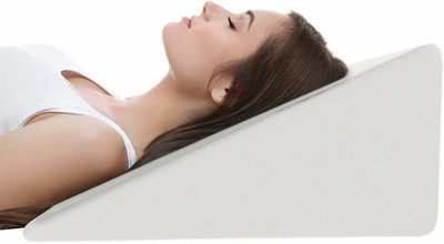 METRON Multi Purpose Bed Wedge Pillow For Acid Re-Flux Post Surgeries Memory Foam Solid Sleeping Pillow Pack of 1(White)