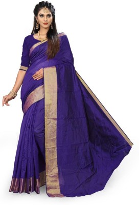 Grubstaker Solid/Plain Bollywood Art Silk Saree(Blue)