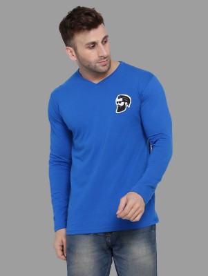 Trendfull Solid Men V Neck Blue T-Shirt