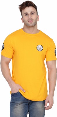 Lawful Casual Solid Men Round Neck Yellow T-Shirt