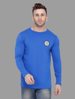 BEYOU FASHION Solid Men Round Neck Blue T-Shirt