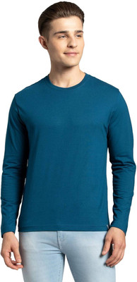 JOCKEY Solid Men Round Neck Blue T-Shirt